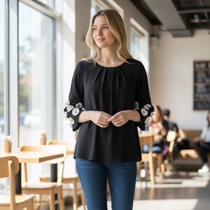 Alfani embellished blouse, size P (oversized)